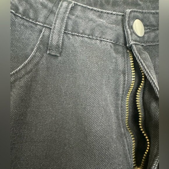 Cider NEW Denim Patchy Jeans Wide Leg Slits Stripe Flare Zip Cotton Colorblock M - Picture 7 of 15